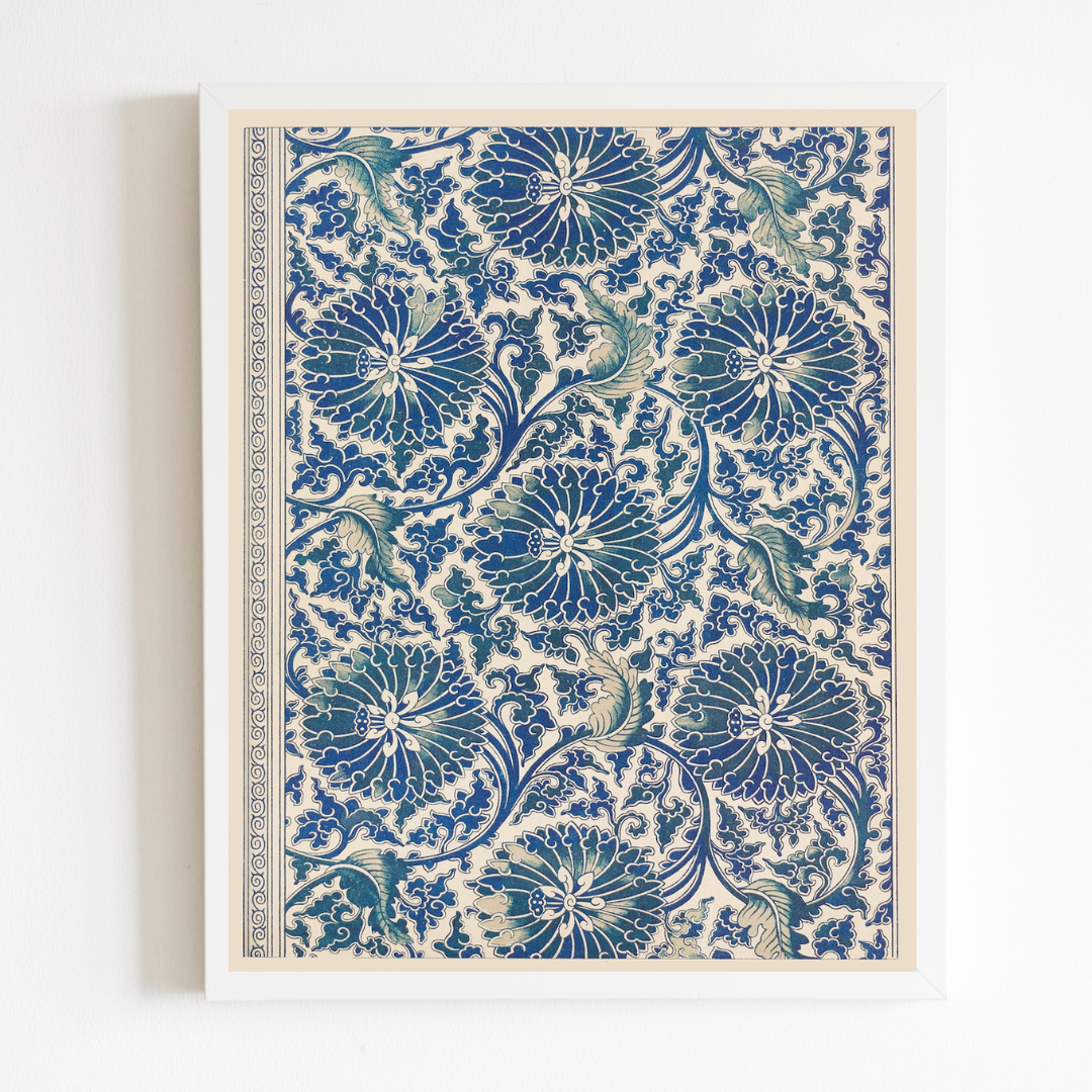 Blue Textile I Antique Art Print