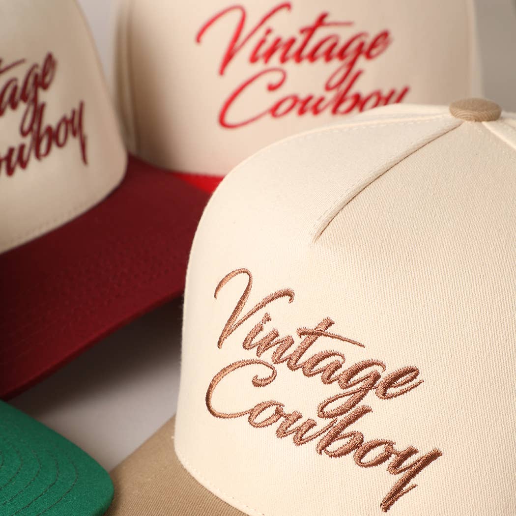Vintage Cowboy Embroidery Two Tone Baseball Cap